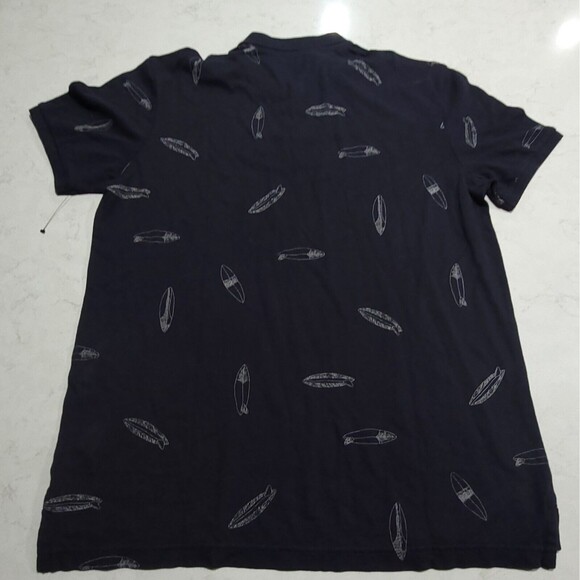 G.H. Bass & Co. All Over Surfboards Golf Polo Navy Blue Shirt 100% Cotton NWOT - Picture 2 of 9
